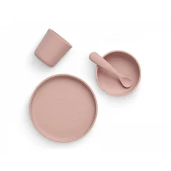 Coffret repas bébé silicone pale pink