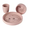 Coffret repas en silicone sea friends rose poudré