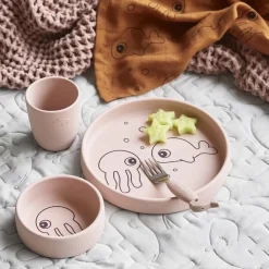 Coffret repas en silicone sea friends rose poudré