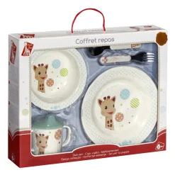 Coffret repas melaminé bleu sophie la girafe