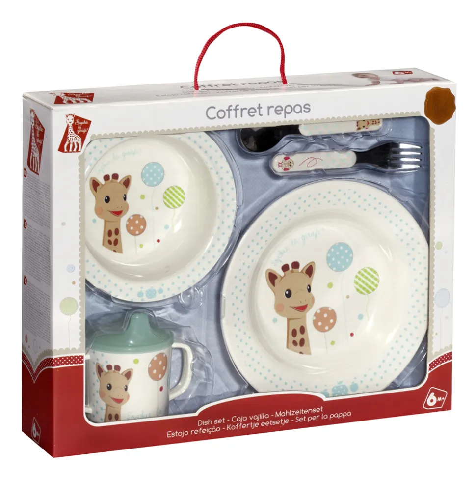 Coffret repas melaminé bleu sophie la girafe