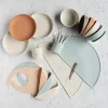 Coffret repas 4 pièces en silicone blanc/marron