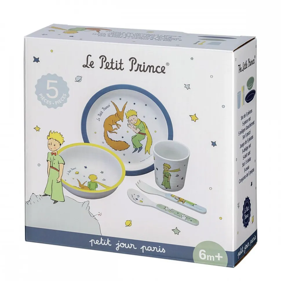 Coffret repas 5 pièces le petit prince - bleu