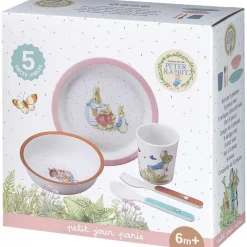 Coffret repas 5 pièces pierre lapin - rose