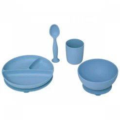 Coffret repas 4 pièces silicone bleu
