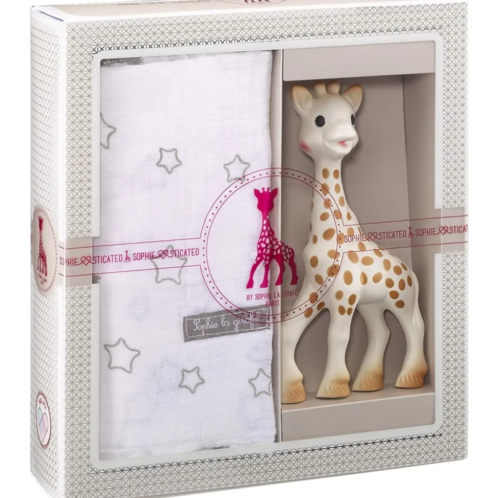 Coffret sophie la girafe et lange 120 x 120 cm