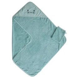 Coffret sortie de bain brodée et gant bleu