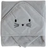Coffret sortie de bain brodée et gant gris perle