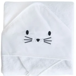 Coffret sortie de bain brodée et gant blanc