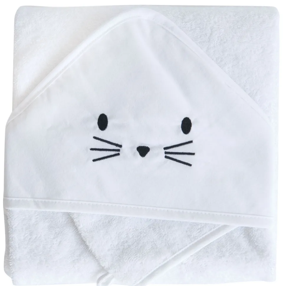 Coffret sortie de bain brodée et gant blanc
