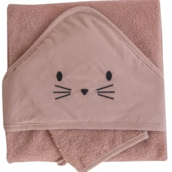 Coffret sortie de bain brodée et gant terracota