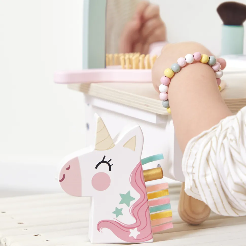 Coiffeuse de table en bois pour enfant licorne