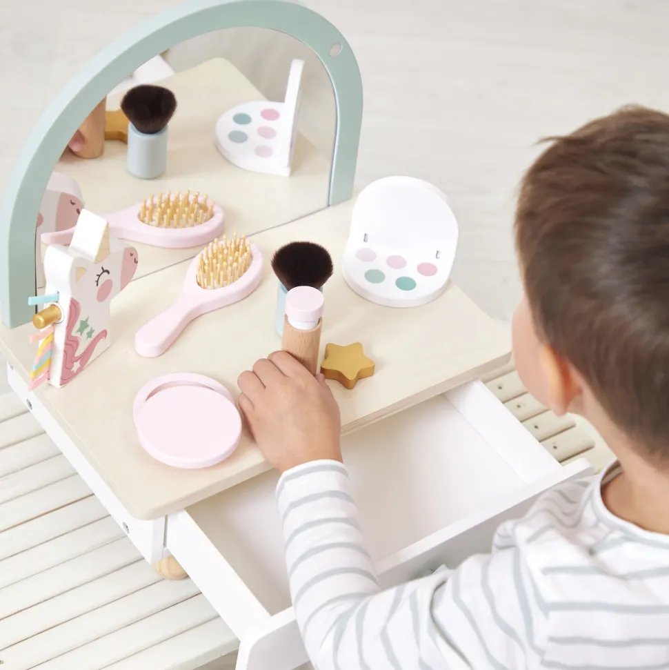 Coiffeuse de table en bois pour enfant licorne