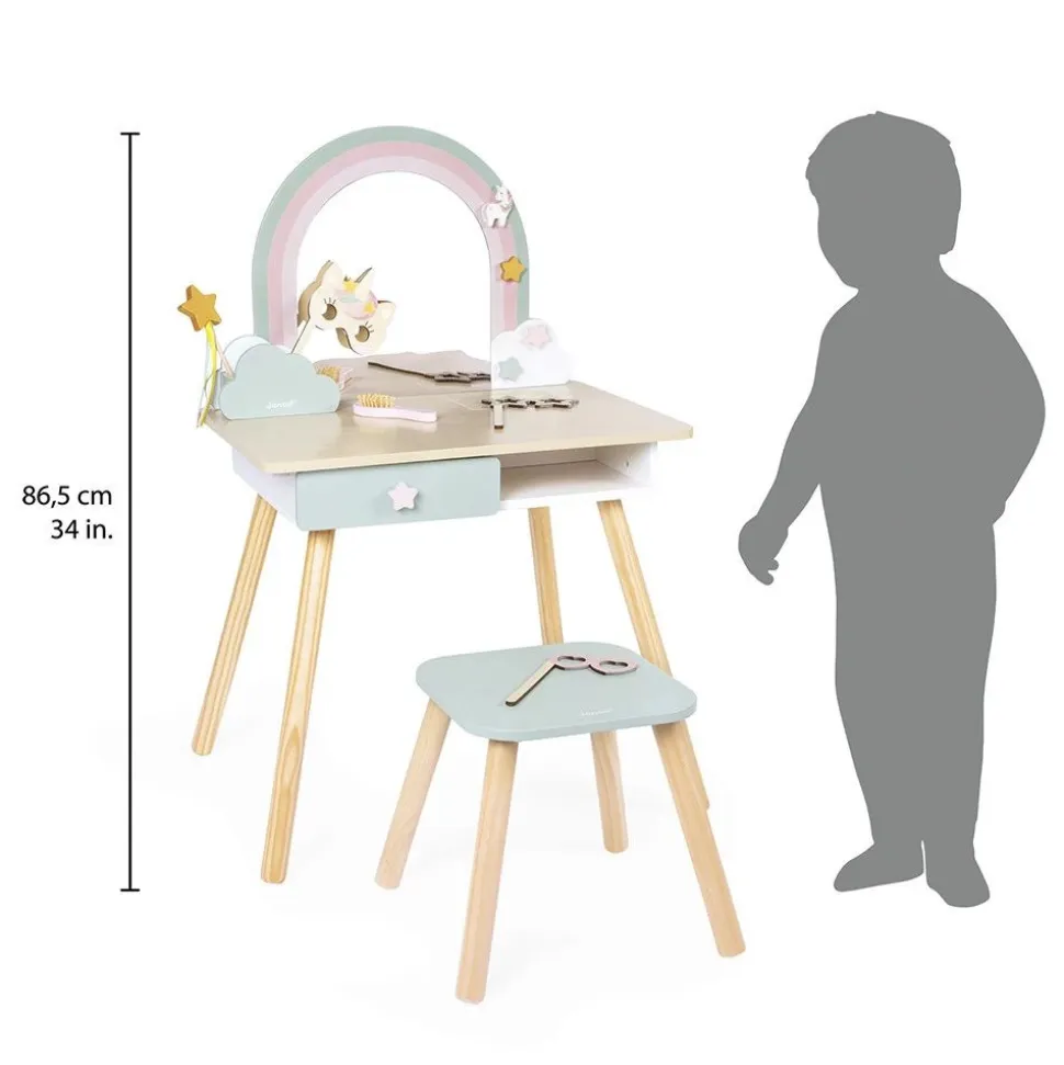 Coiffeuse en bois pour enfant licorne
