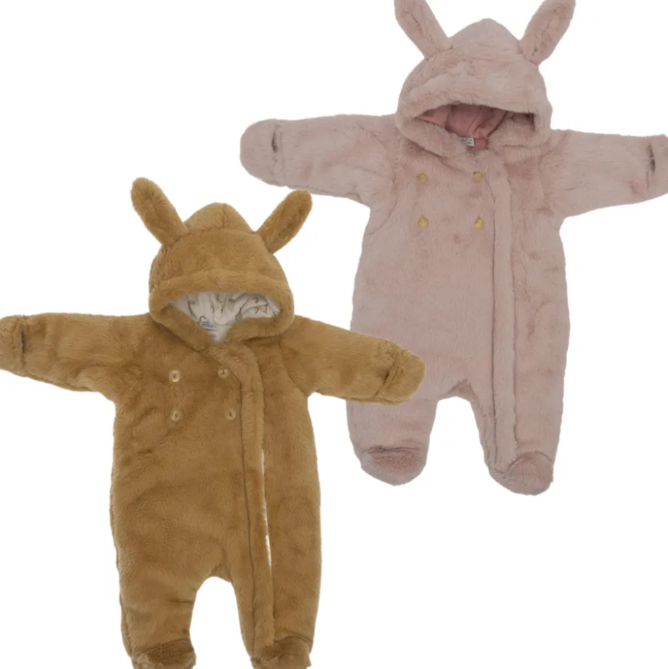 Combi pilote lapin en fausse fourrure angora - pétale 3-6 mois