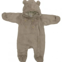 Combi pilote ours en fausse fourrure angora beige 6-12 mois