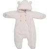 Combi pilote ourson en fausse fourrure angora ivoire 0/6 mois