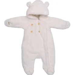 Combi pilote ourson en fausse fourrure angora ivoire 0/6 mois