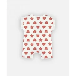 Combishort à imprimée en coton, écru/rouge 9 mois