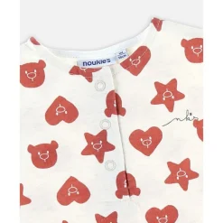 Combishort à imprimée en coton, écru/rouge 9 mois