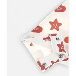 Combishort à imprimée en coton, écru/rouge 3 mois