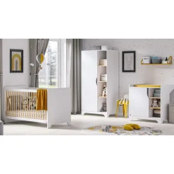 Commode avec plan à langer bois et blanc leaf