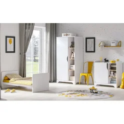Commode avec plan à langer bois et blanc leaf