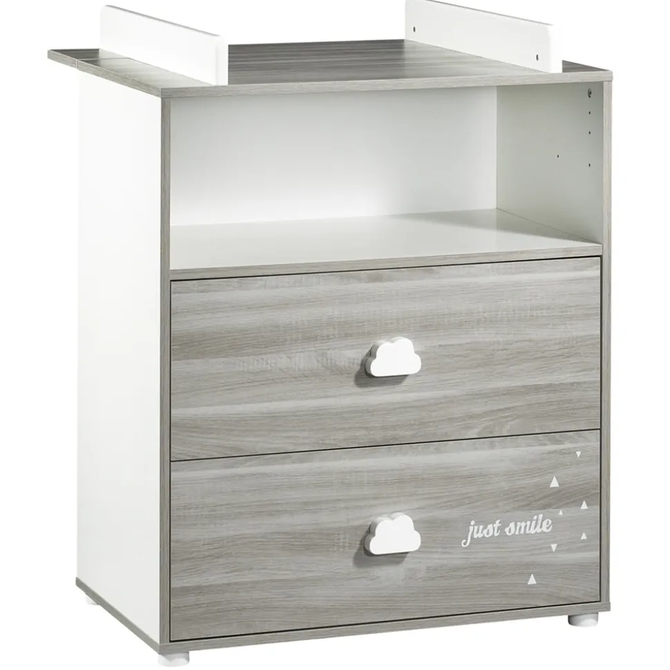 Commode bébé avec dispositif à langer smile chêne silex