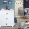 Commode bébé avec dispositif à langer boutons étoile gris