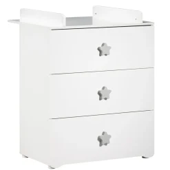 Commode bébé avec dispositif à langer boutons étoile gris
