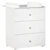 Commode bébé avec dispositif à langer boutons boule blanc