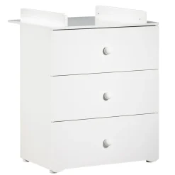 Commode bébé avec dispositif à langer boutons boule blanc
