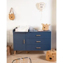 Commode bold blue bleu avec plan à langer