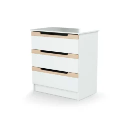 Commode à langer carrousel blanc et hêtre verni