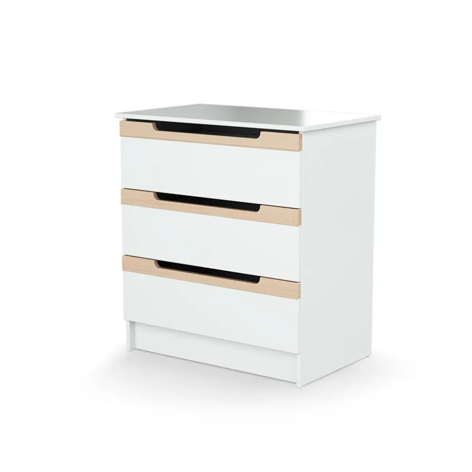 Commode à langer carrousel blanc et hêtre verni