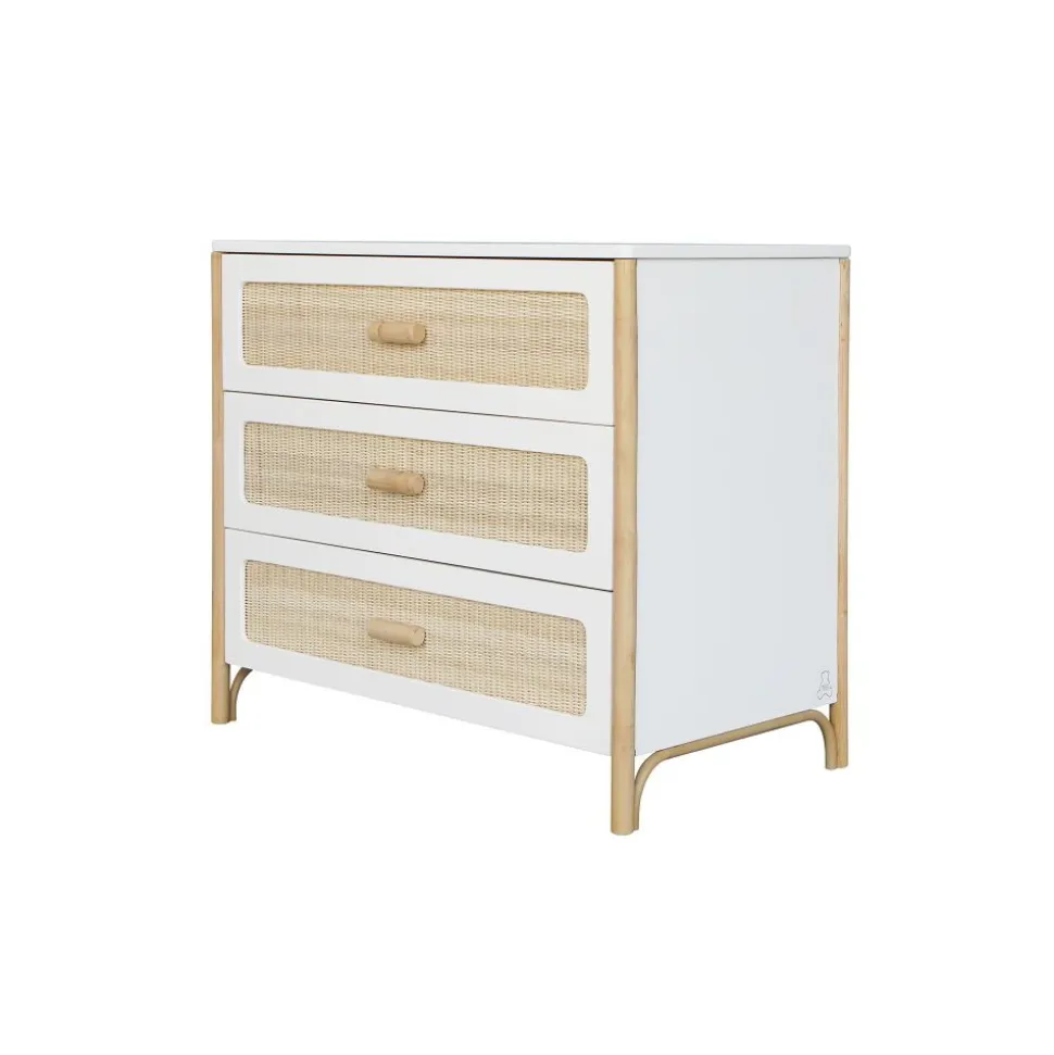 Commode à langer océania cannes de rotin neige