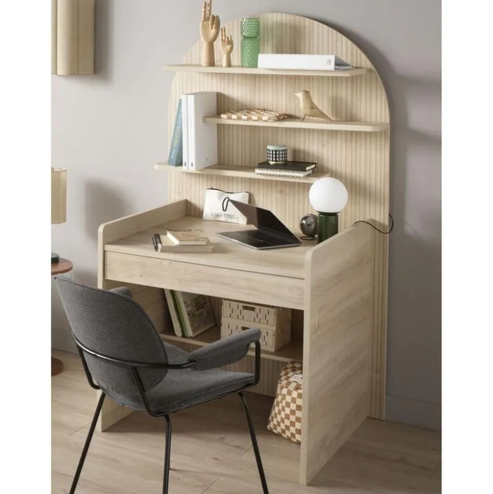 Commode à langer évolutive en bureau arche chêne