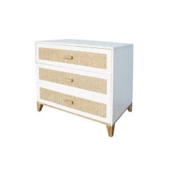 Commode nami cannage de rotin neige