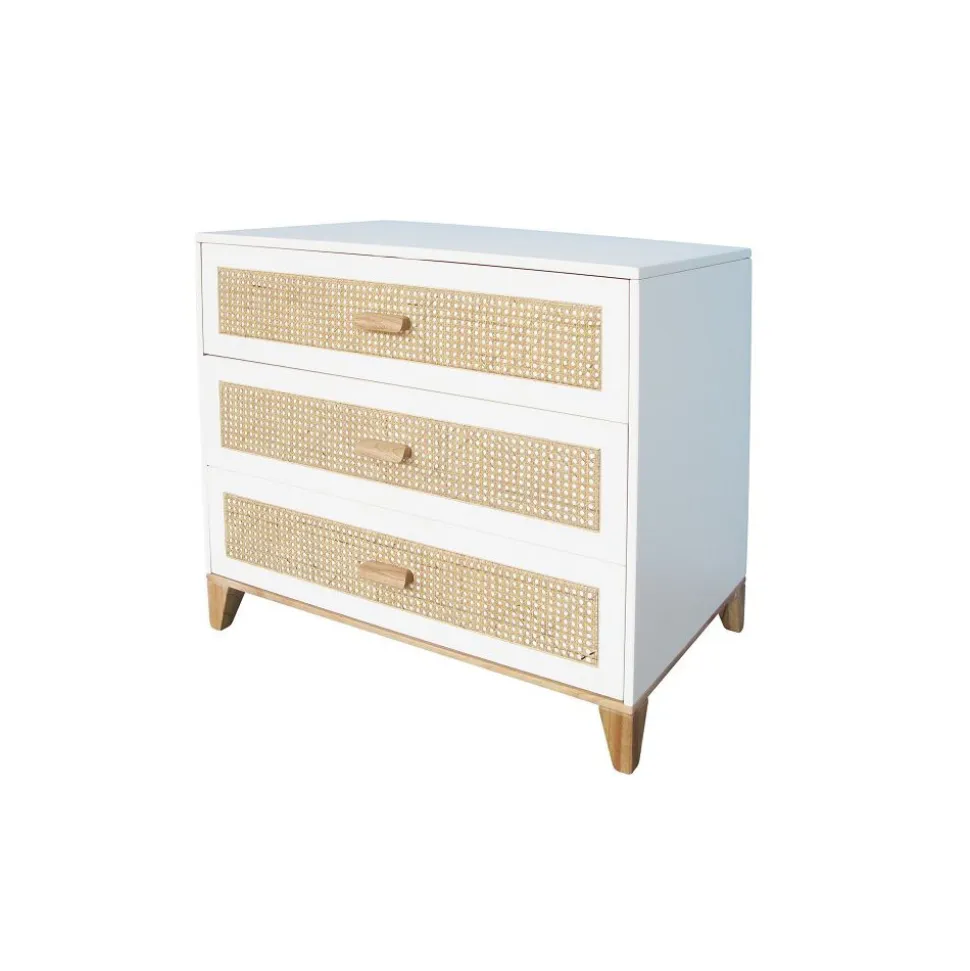 Commode nami cannage de rotin neige