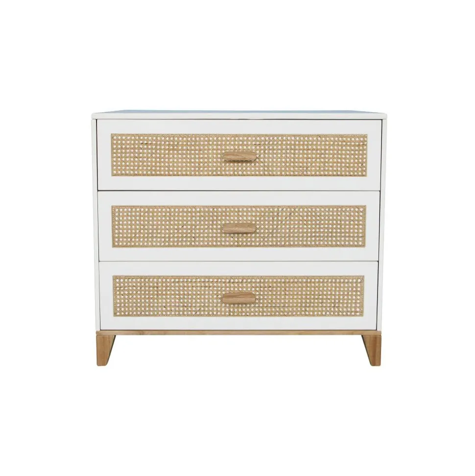 Commode nami cannage de rotin neige