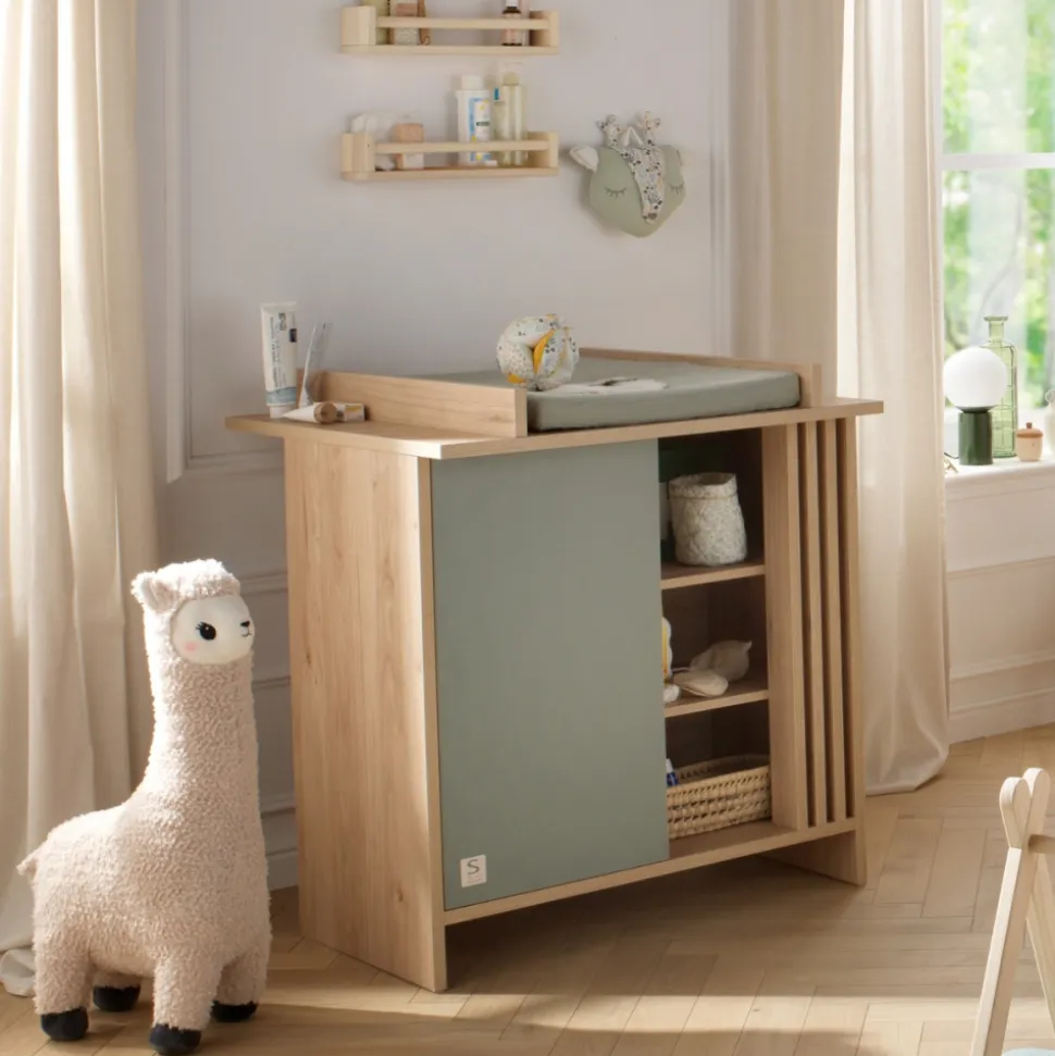 Commode porte et niches sauge tokyo