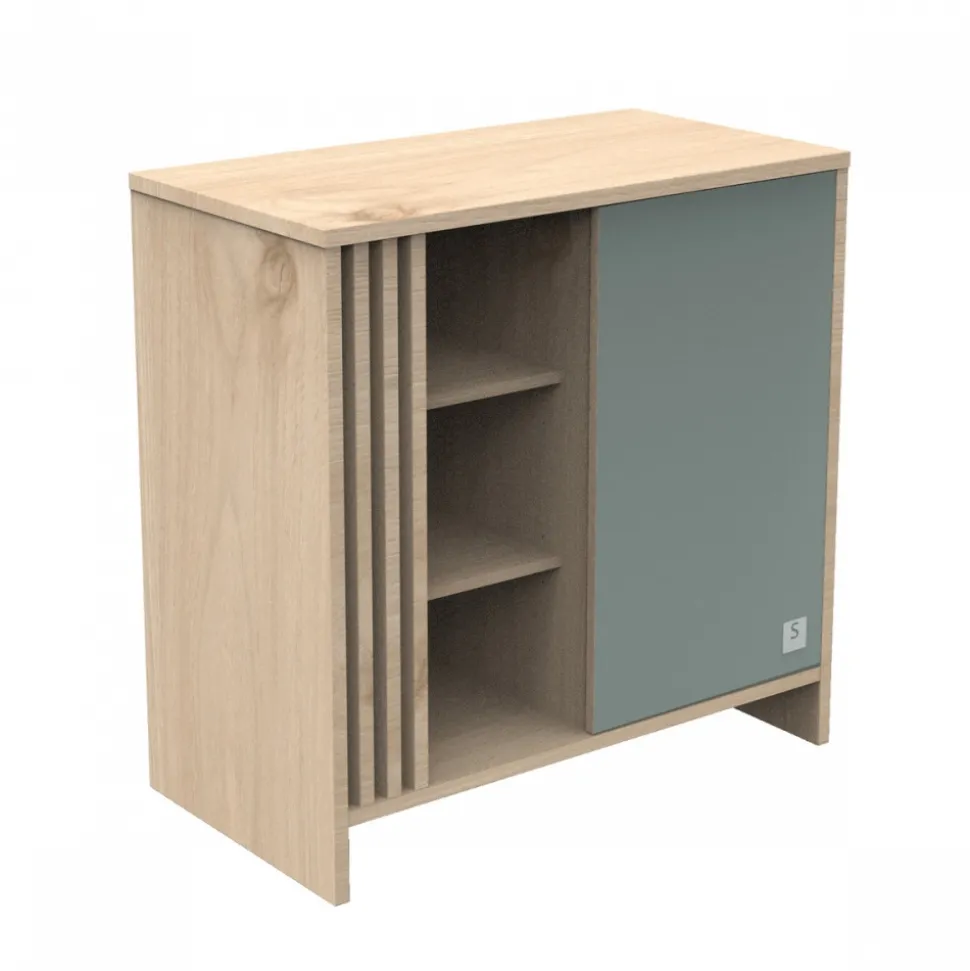 Commode porte et niches sauge tokyo