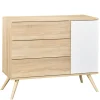 Commode 3 tiroirs blanc et bois seventies
