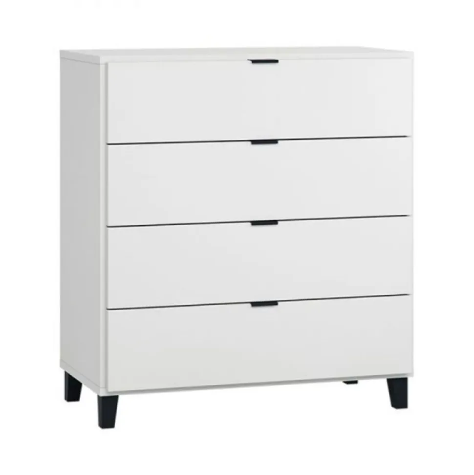 Commode 4 tiroirs blanc et noir simple