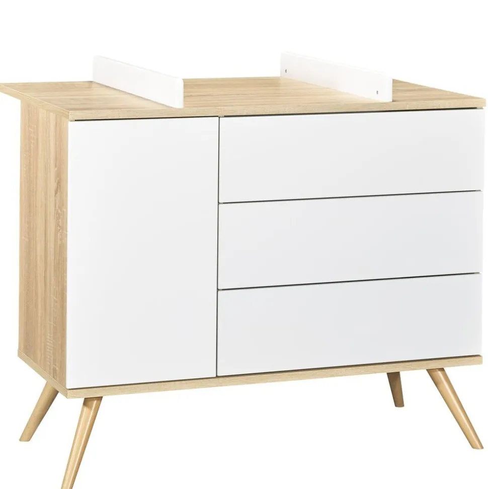 Commode 3 tiroirs blanc seventies