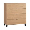 Commode 4 tiroirs bois et noir simple