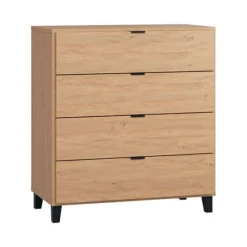 Commode 4 tiroirs bois et noir simple