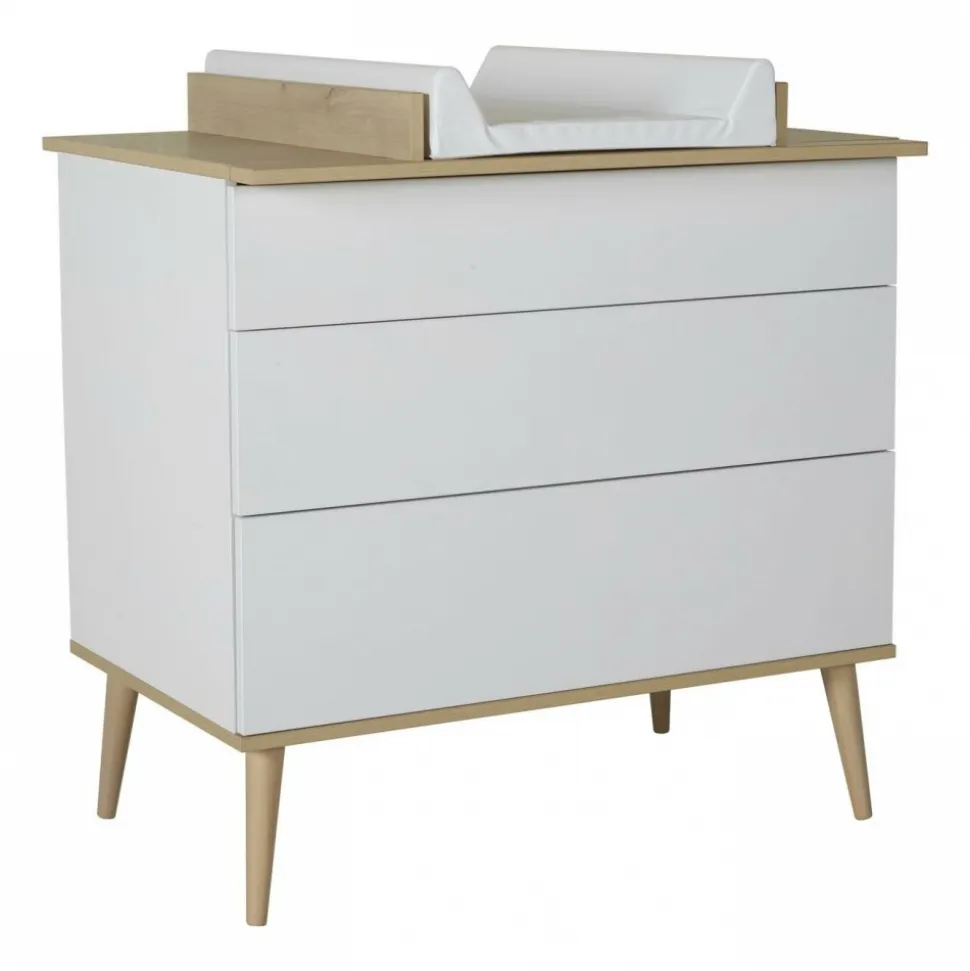 Commode 3 tiroirs flow white et oak