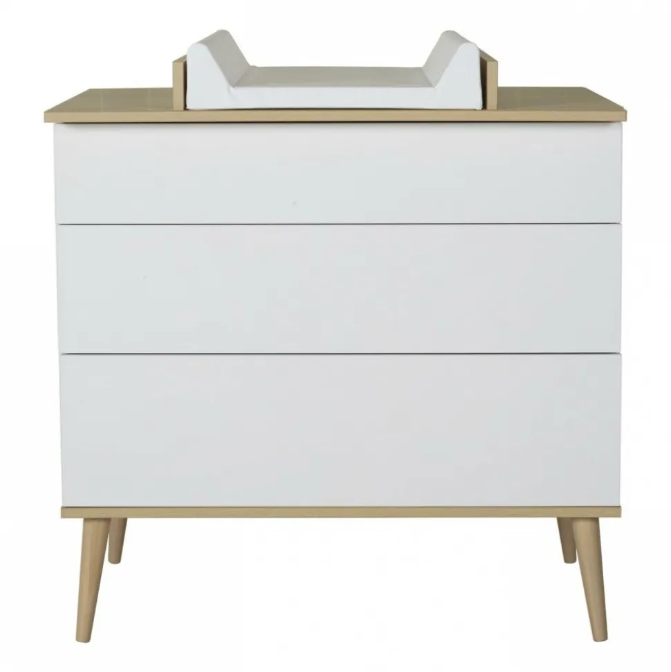 Commode 3 tiroirs flow white et oak