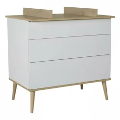 Commode 3 tiroirs flow white et oak